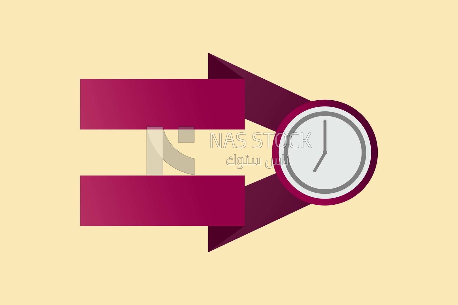 Arrow with a clock, graphics, icons, vector illustrator.