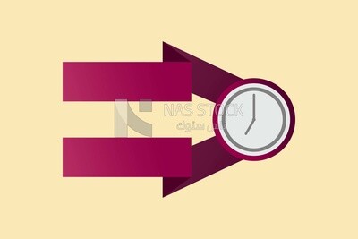 Arrow with a clock, graphics, icons, vector illustrator.