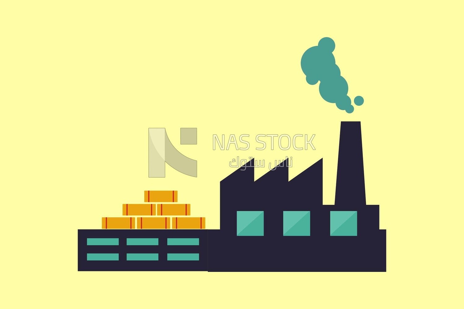 Factory building, signs, icons, vector illustrator