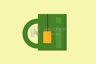Green cup, graphics, icons, vector illustrator.