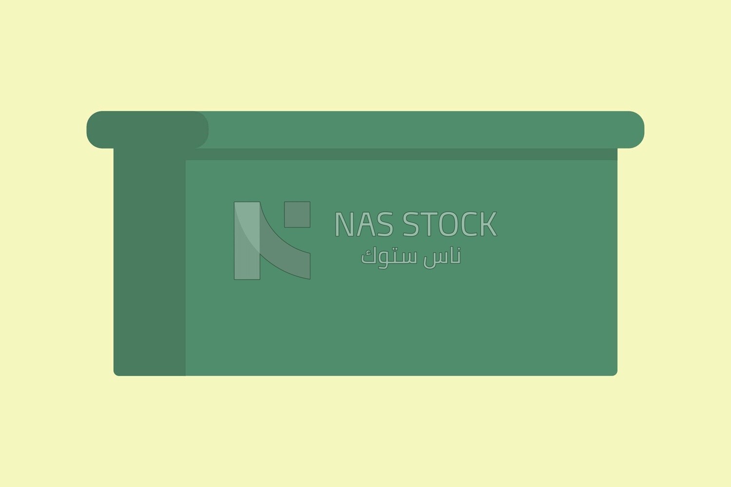 Green desk on a white background, graphics, icons, vector illustrator.