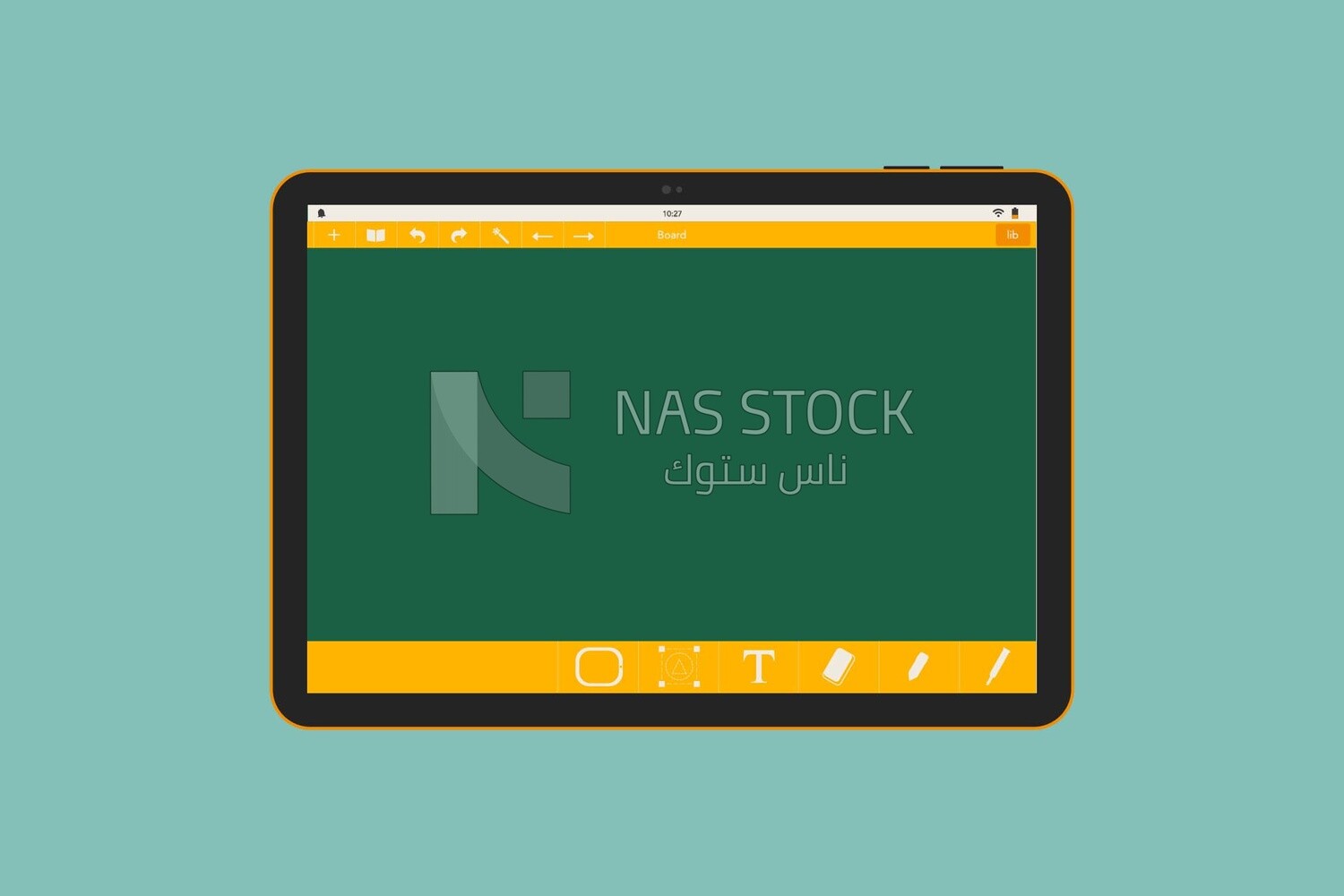 Tablet with a green screen, graphics, icons, vector illustrator.