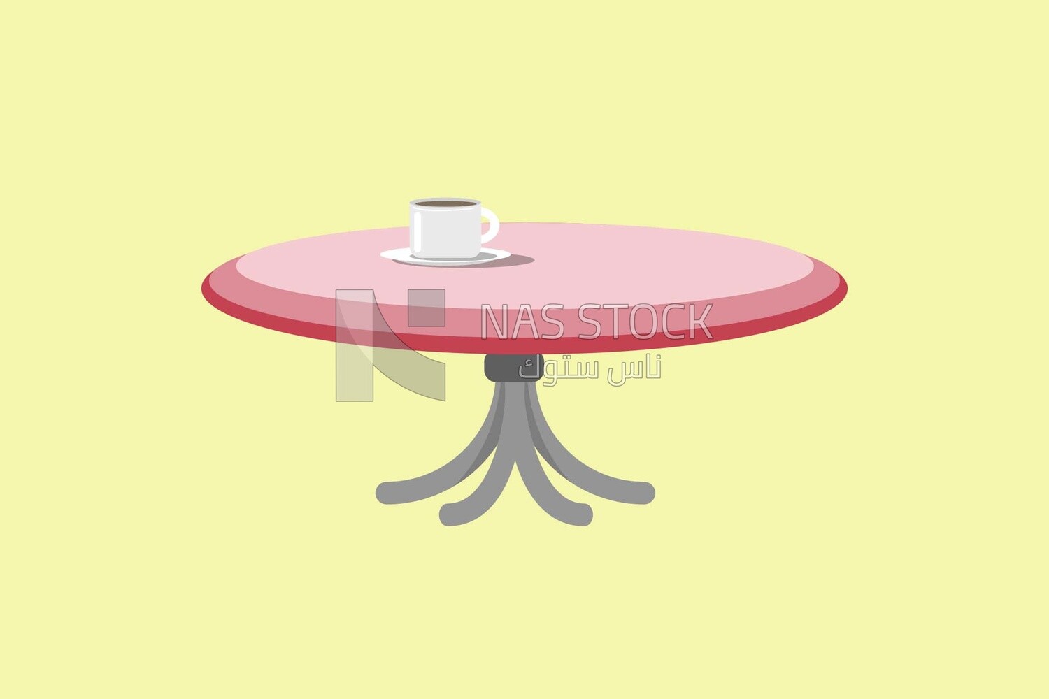 Table with a cup of tea on it, graphics, icons, vector illustrator.