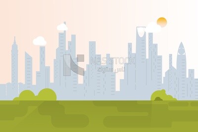 Cityscape background for banner or template, wallpaper, vector illustrator