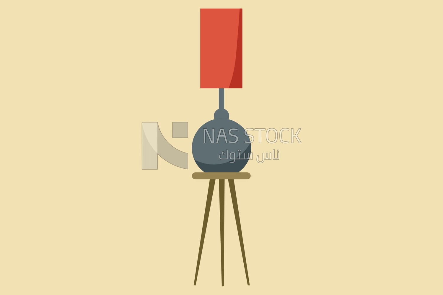Bedside table with a lamp, icons and templates, vector illustrator