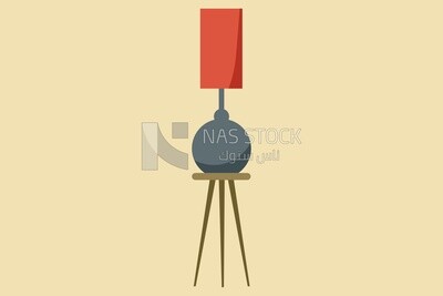 Bedside table with a lamp, icons and templates, vector illustrator