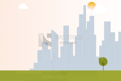 Cityscape background for banner or template, wallpaper, vector illustrator