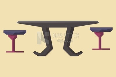 Table with chairs, icons and templates, vector illustrator