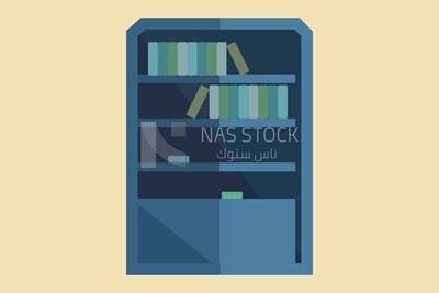 Cupboard with books, icons and templates, vector illustrator