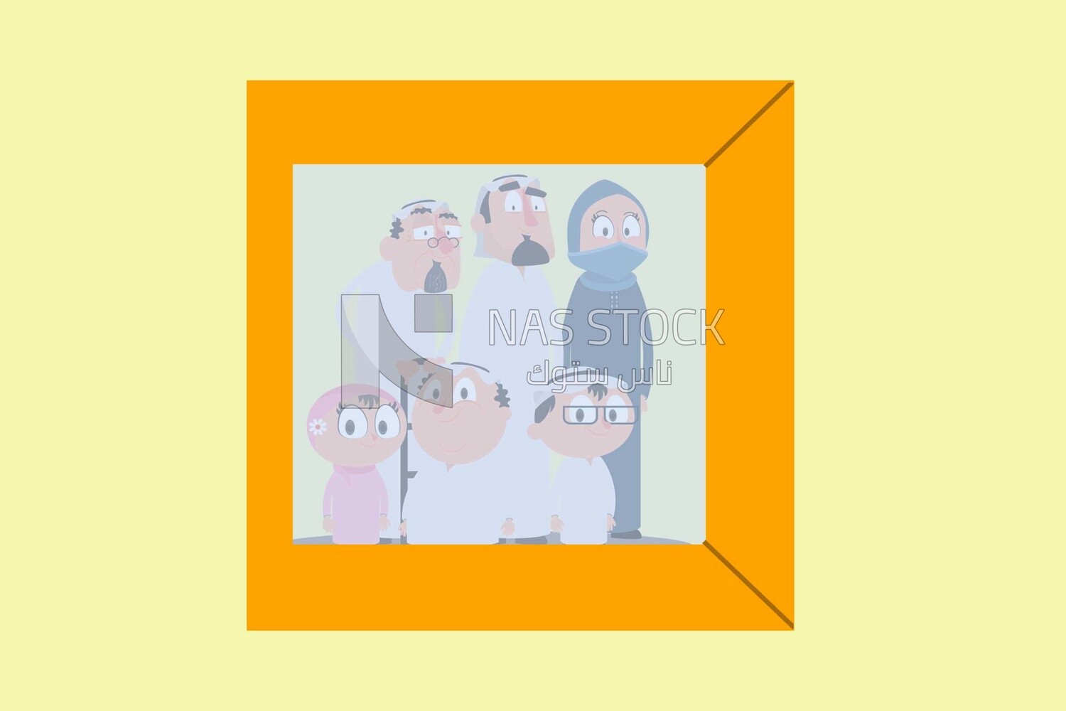 Family photo frame on the wall, icons and templates, vector illustrator