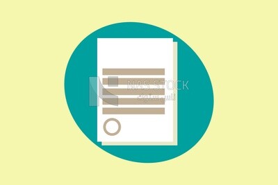 Green circle with documents, graphics, icons, vector illustrator.