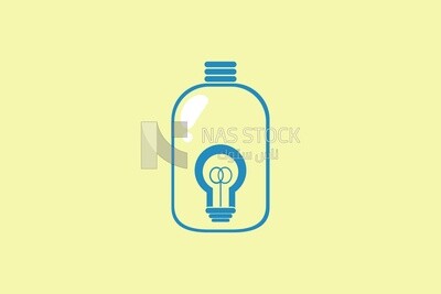 Lamp on the bottle, graphics, icons, vector illustrator.