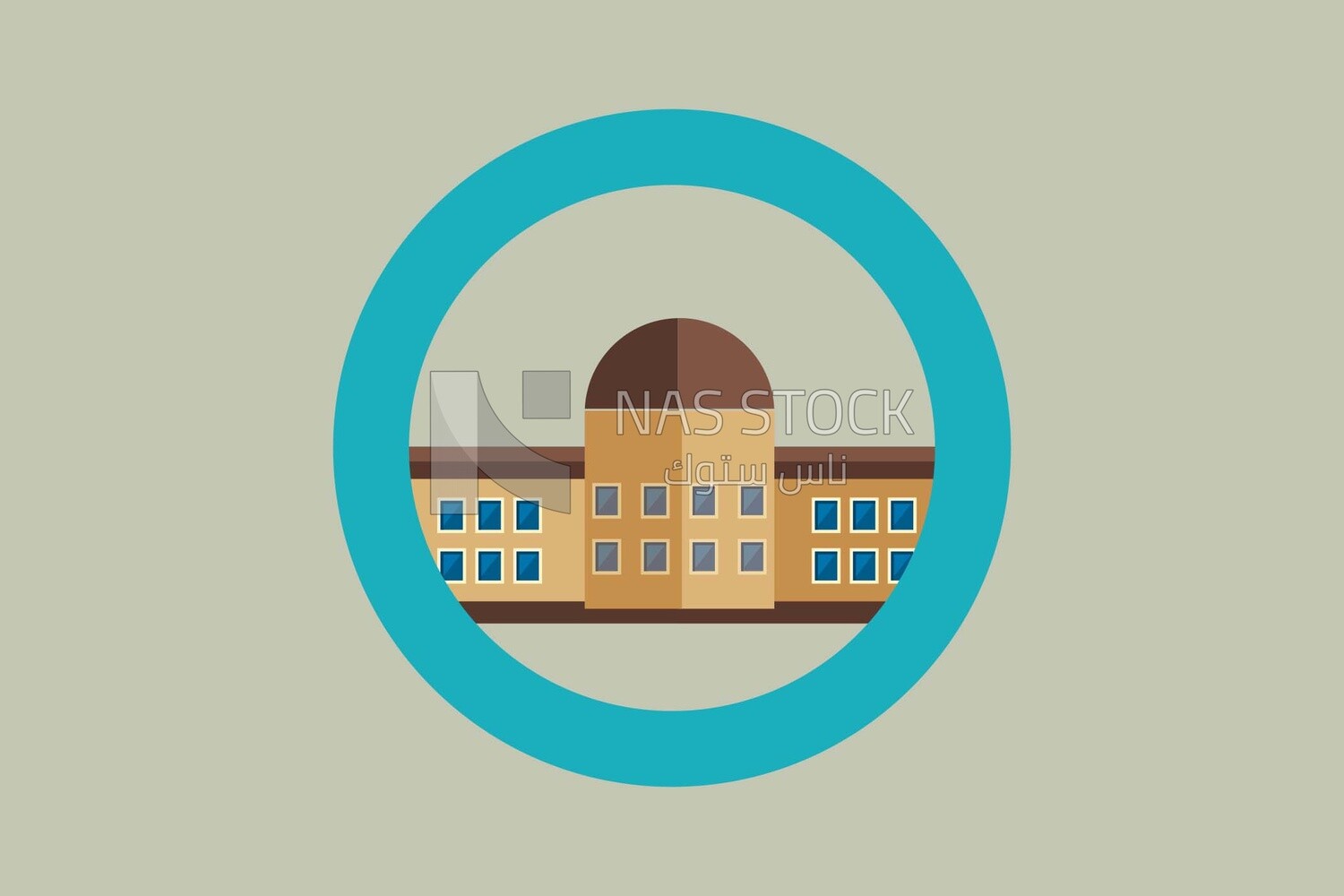 Building icon on a blue circle, icons and templates, vector illustrator