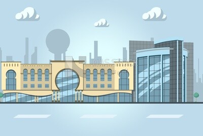 View of the building in the city, wallpaper, vector illustrator