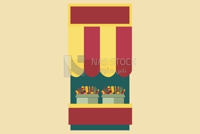 Box with fireworks on it, icons and templates, vector illustrator
