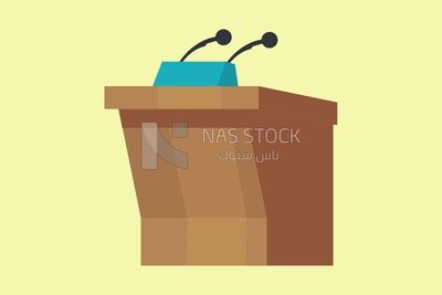 Microphone on the podium meeting, icons and templates, vector illustrator