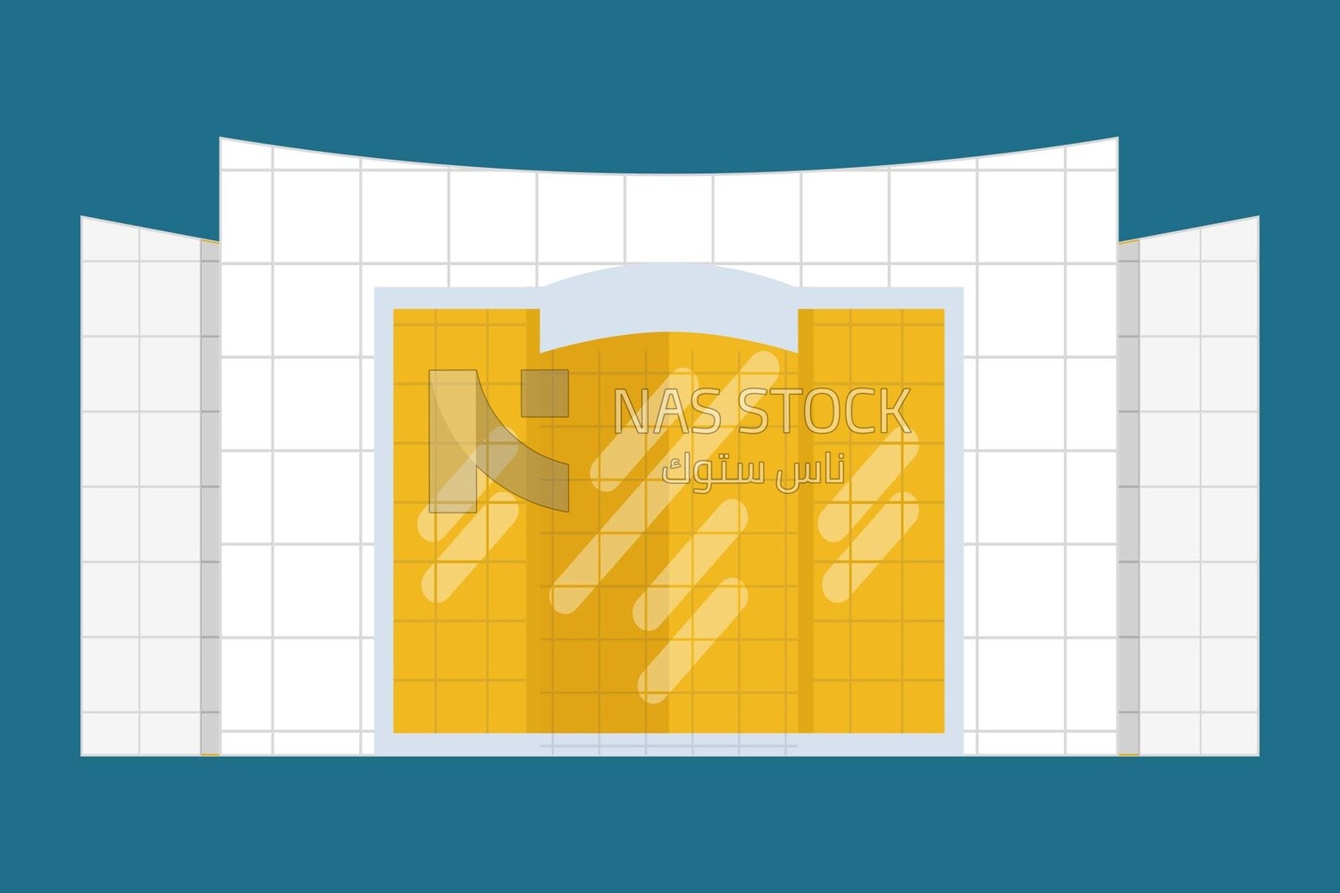 View of a building on white paper, graphics, icons, vector illustrator.