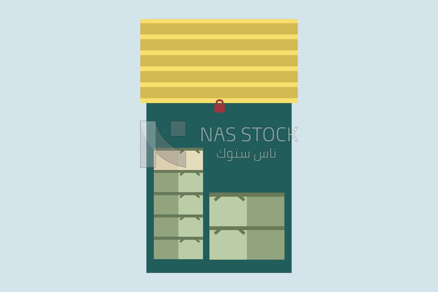 Window with roll-up curtain, icons and templates, vector illustrator