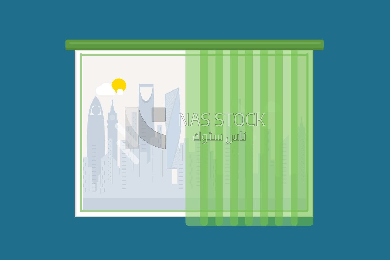 Window with a garden view, graphics, icons, vector illustrator.