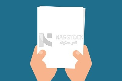 Hand holding a paper, graphics, icons, vector illustrator.