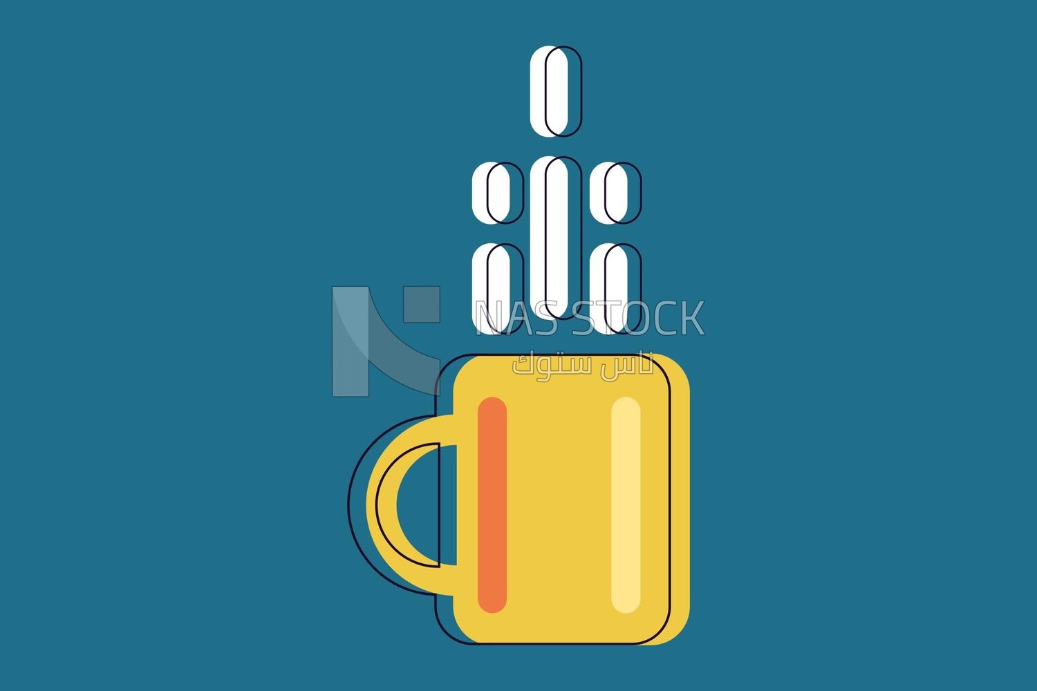 Yellow mug, icons and templates, vector illustrator