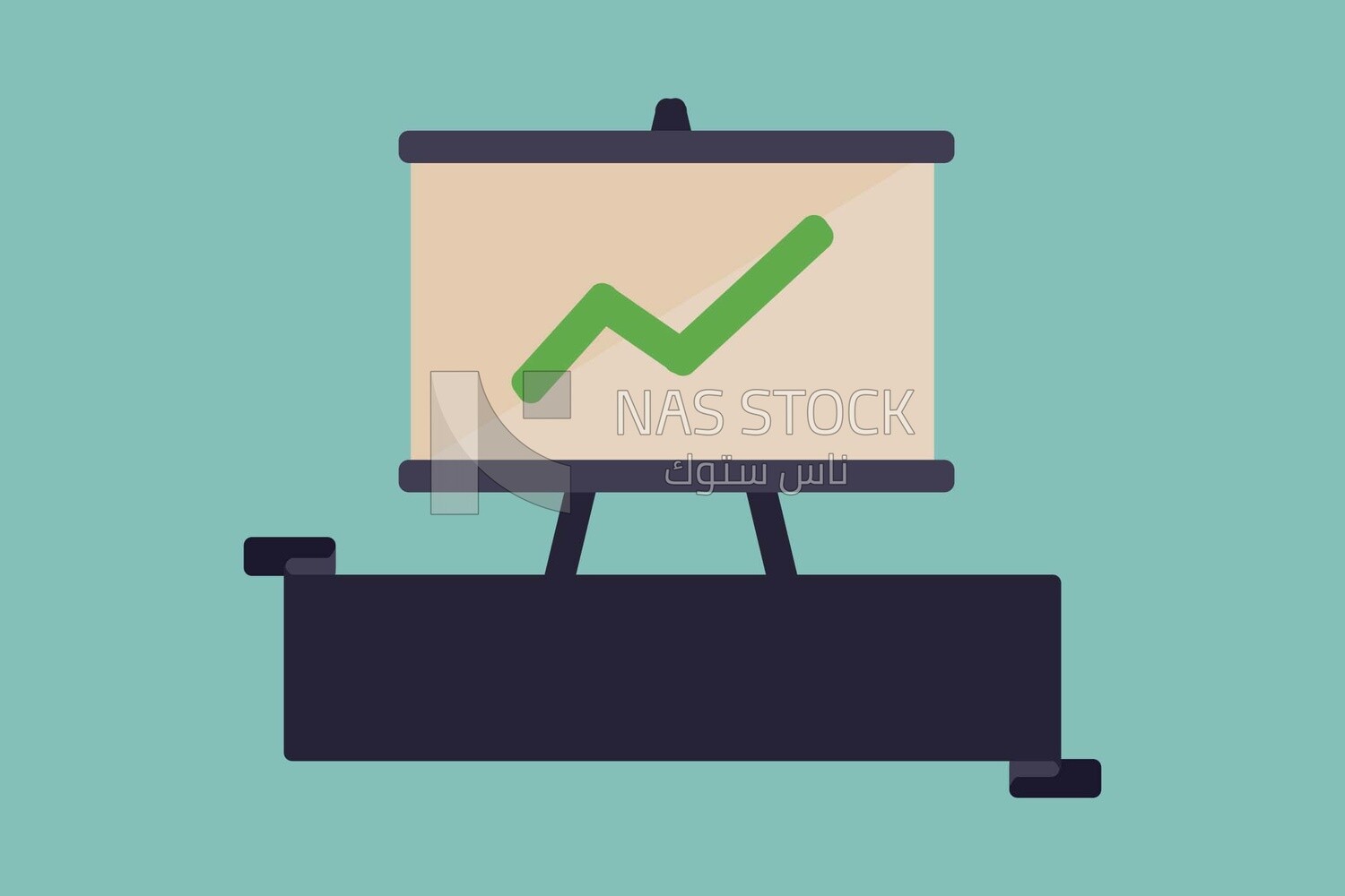 Board with growth up arrow, icons, vector illustrator