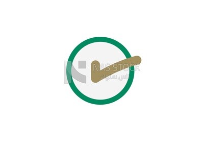 Green signboard with a correct checkmark icon, icons, vector illustrator