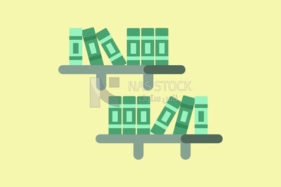 Shelf with books on it, graphics, icons, vector illustrator.