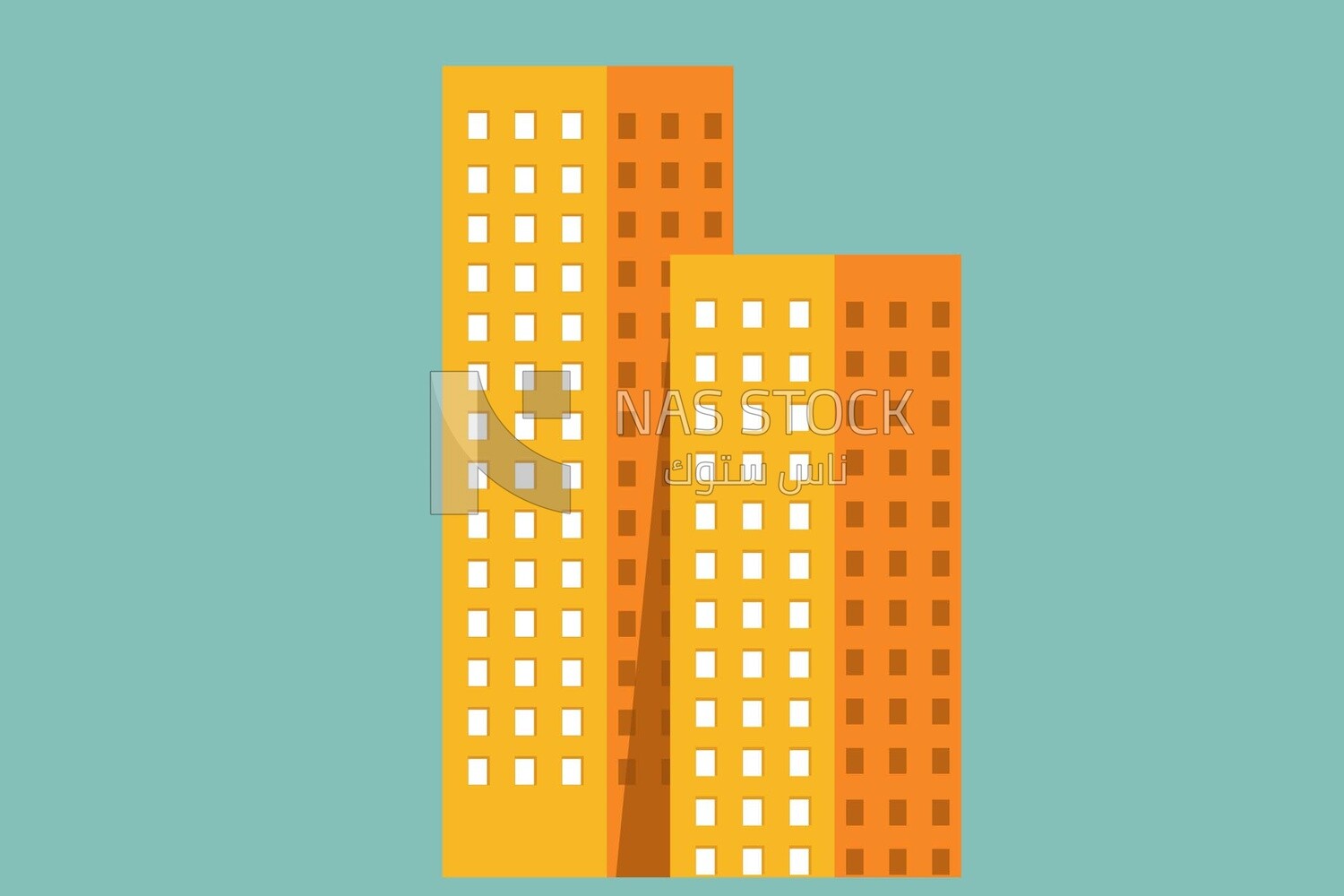 Orange buildings, graphics, icons, vector illustrator.