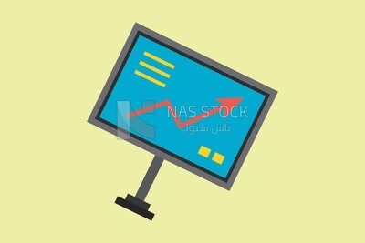 Computer screen with a plan on it, icons and templates, vector illustrator