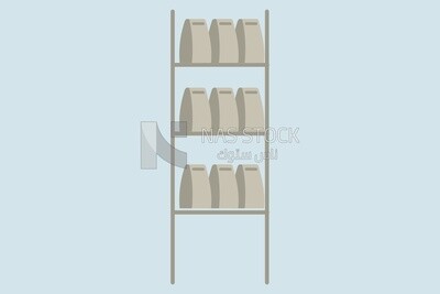 Cupboard with bags on it, icons and templates, vector illustrator