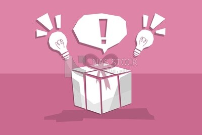 Gift box next to lights, icons and templates, vector illustrator