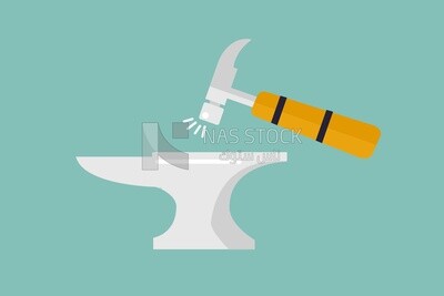 Hammer on anvil icon, icons, vector illustrator