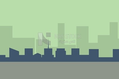 View of buildings, wallpaper, vector illustrator