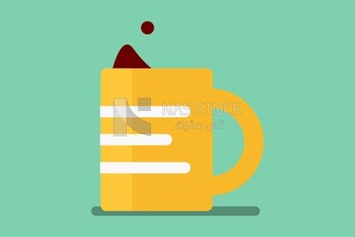 Yellow mug, icons and templates, vector illustrator