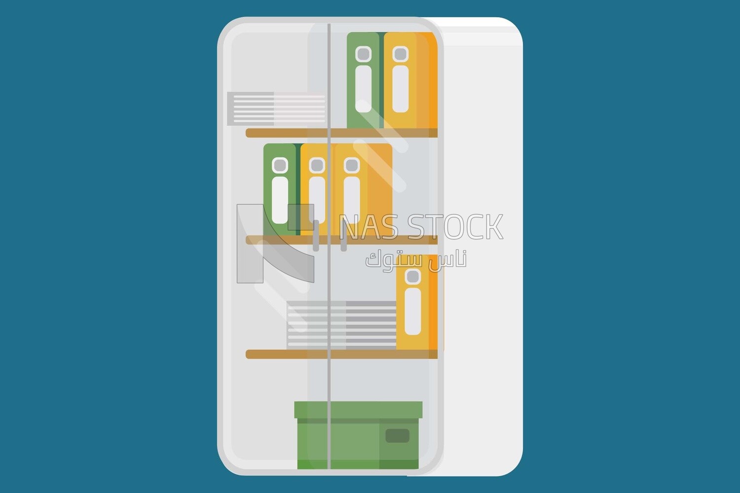 Cupboard with documents, graphics, icons, vector illustrator.