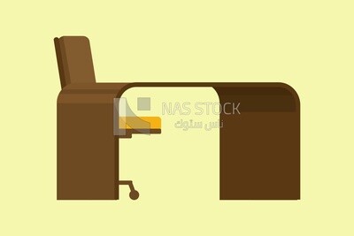 Brown office, graphics, icons, vector illustrator.
