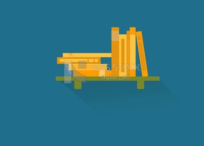 Shelf with books on it, graphics, icons, vector illustrator.