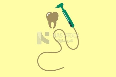 Tooth with a water flosser, icons, vector illustrator
