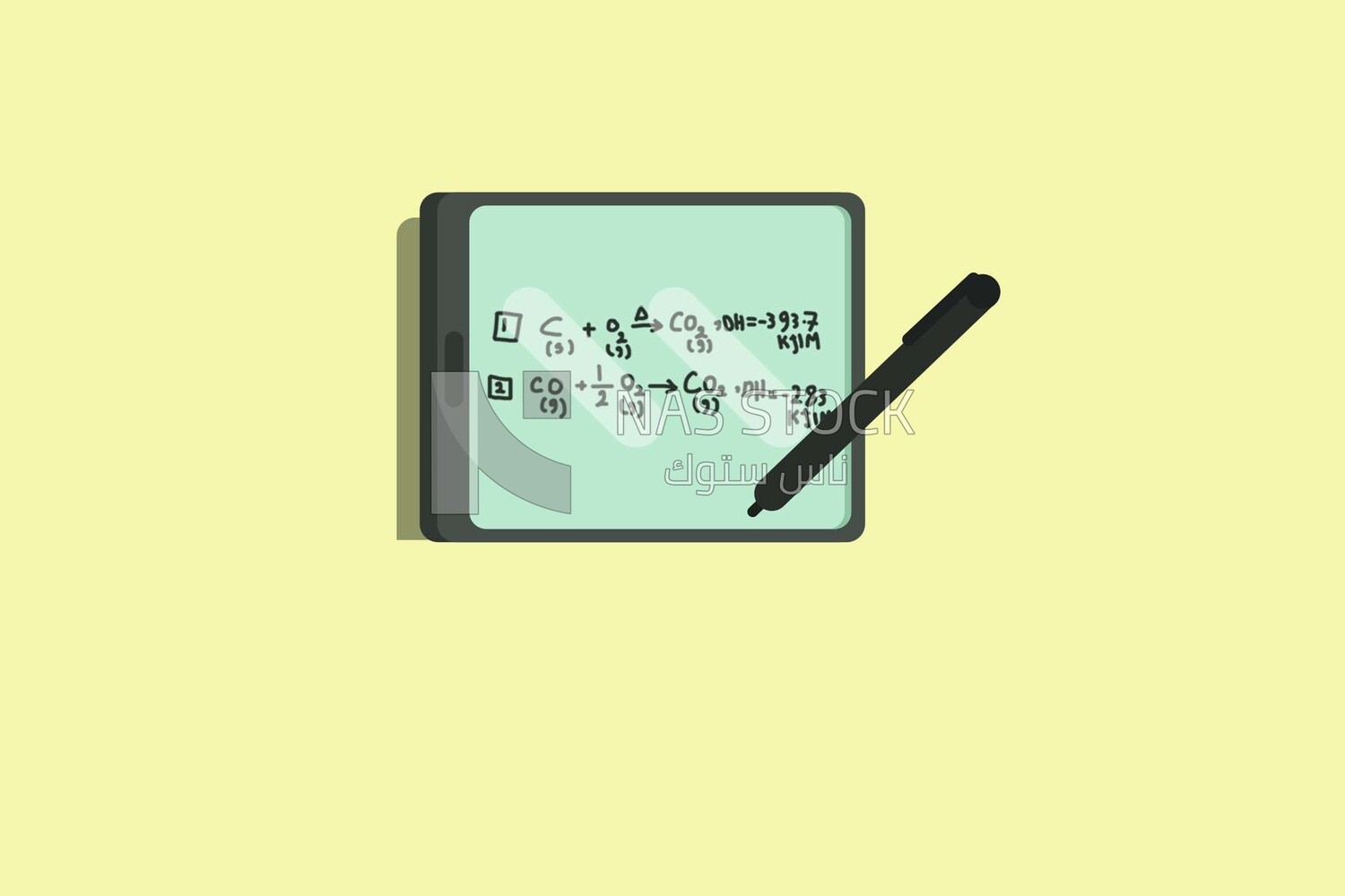 Computer screen with an equation, graphics, icons, vector illustrator.