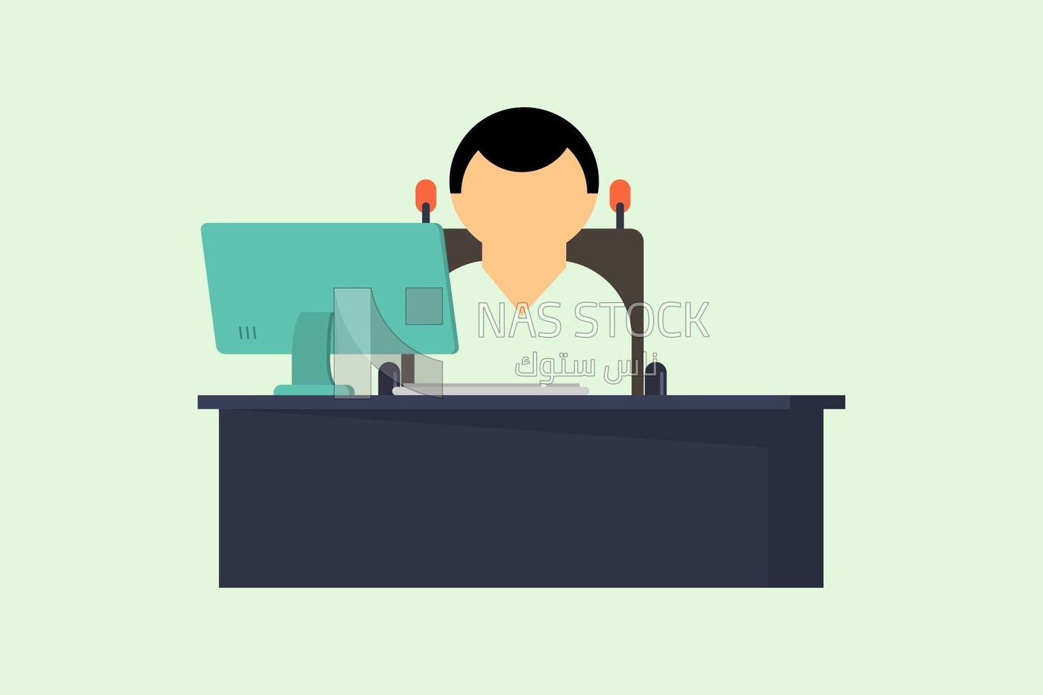 Employee sitting at his desk