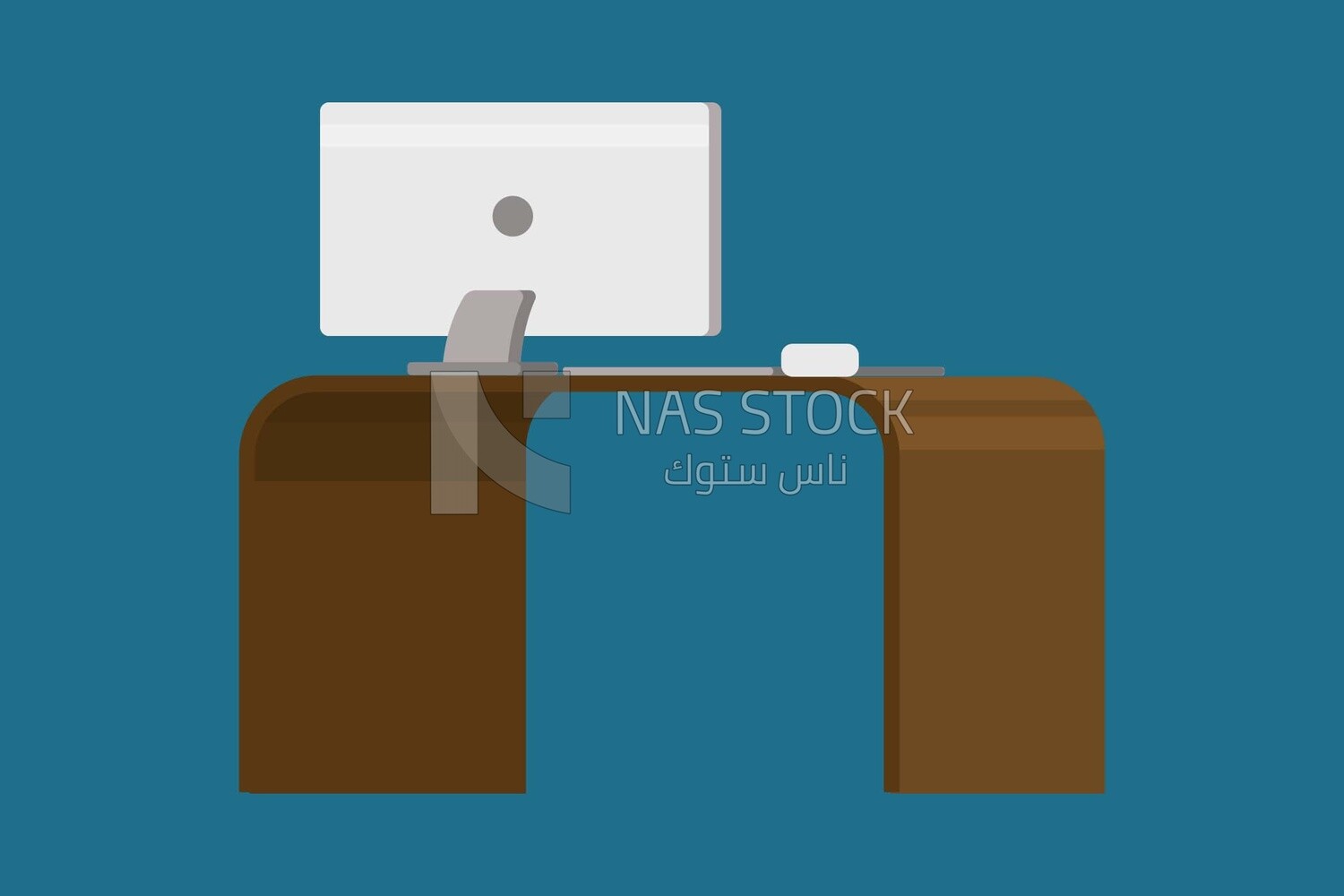 Office with a computer screen, graphics, icons, vector illustrator.