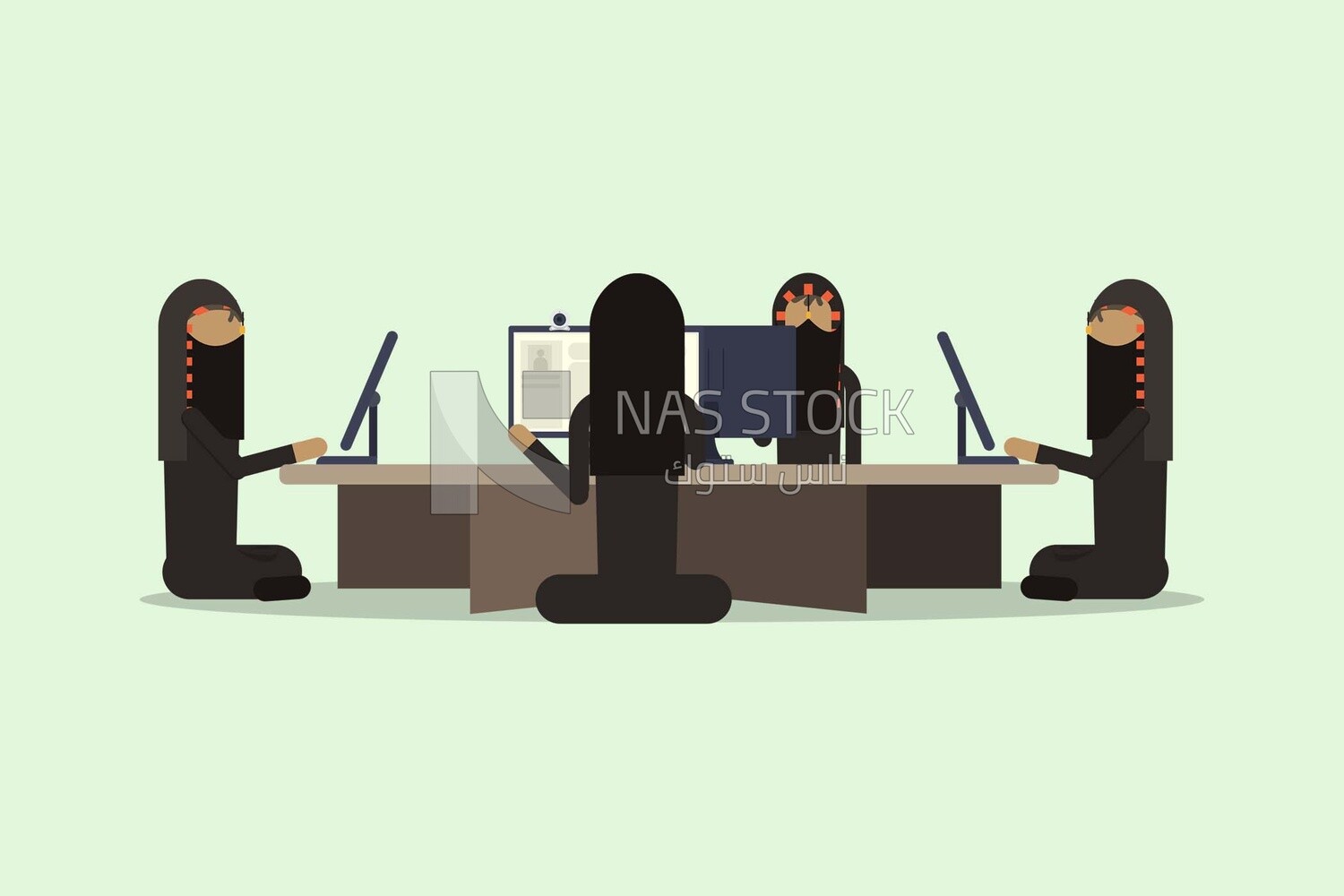 سيدات بالزي البدوي لمحو الامية التكنولوجيا