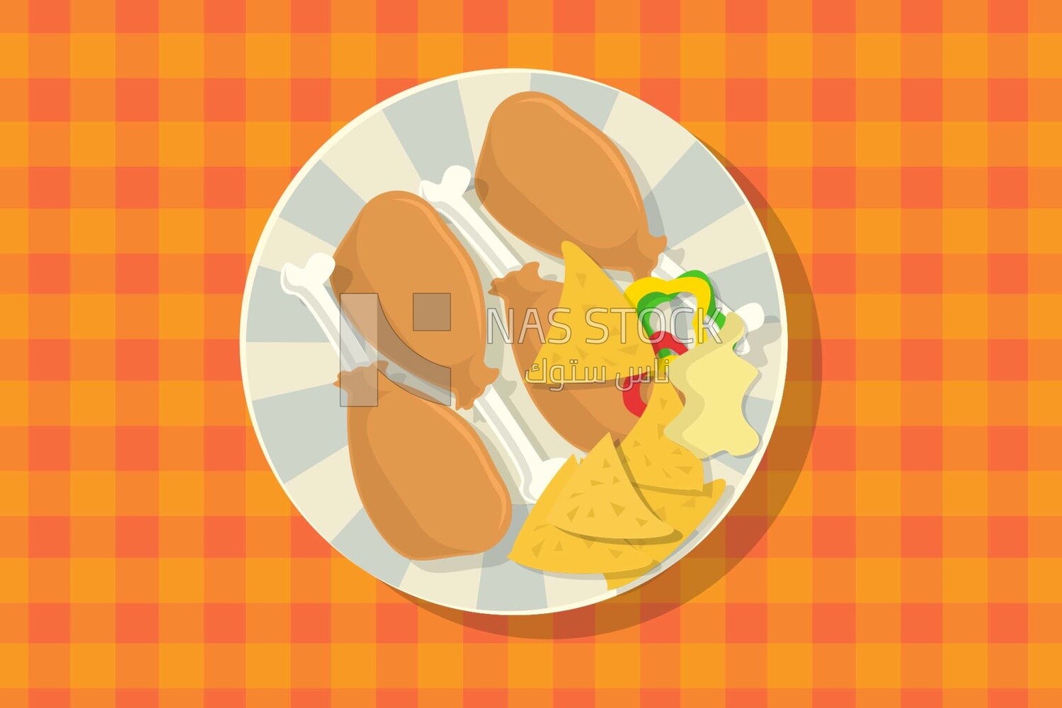 Plate of grilled chicken besides a pepper icon, icons and templates, vector illustrator