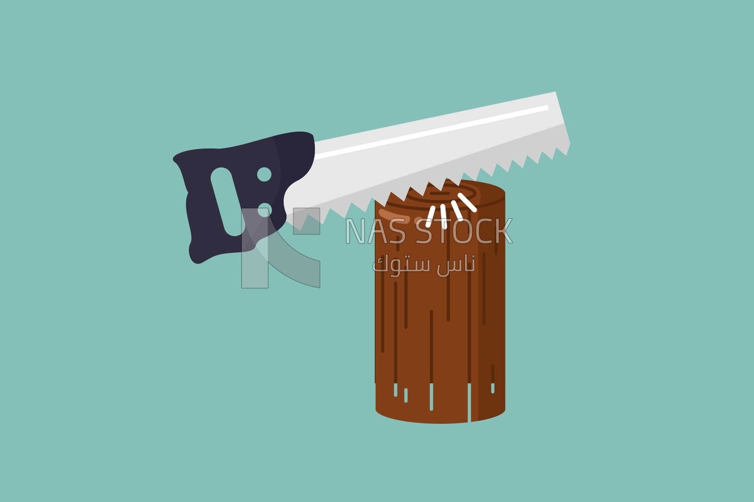 Hand saw with wood, icons, vector illustrator