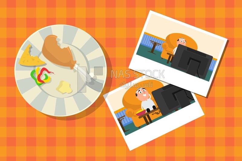 Plate of grilled chicken besides a pepper icon, icons and templates, vector illustrator