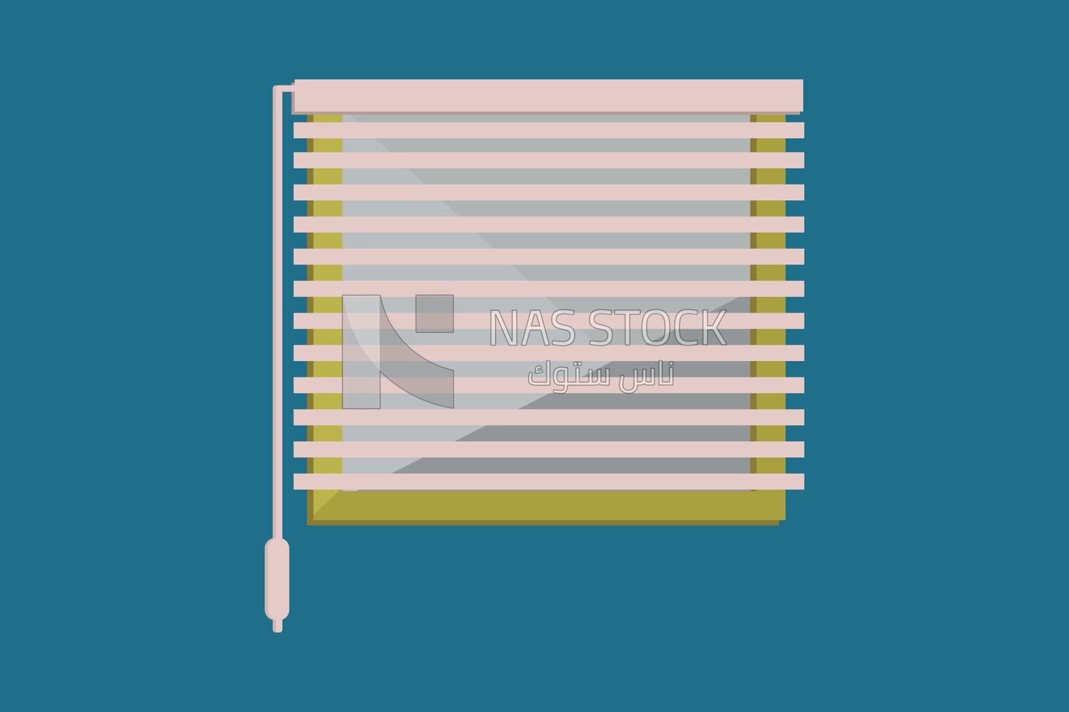 Window with roll-up curtain, icons and templates, vector illustrator