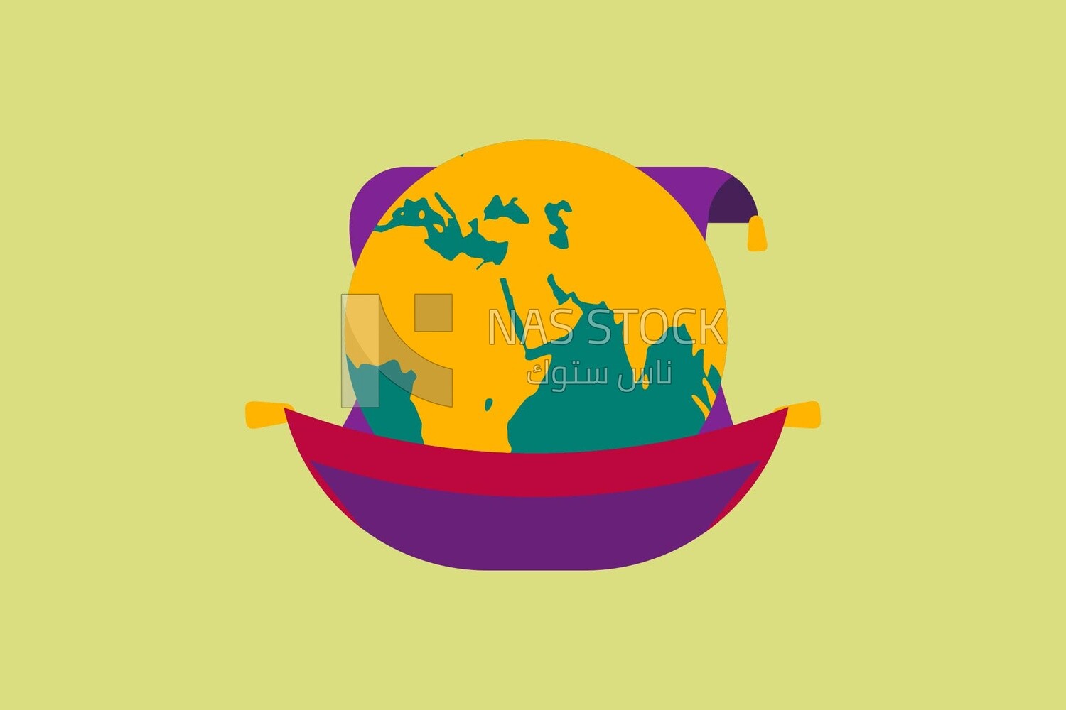 Globe on the magic carpet, graphics, icons, vector illustrator.