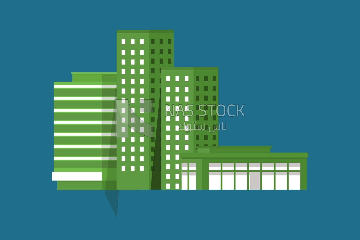 Green buildings, graphics, icons, vector illustrator.