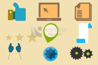 Different icons on the same background, graphics, icons, vector illustrator.